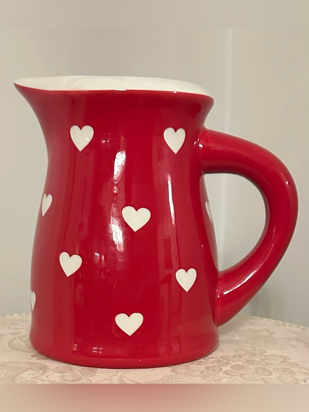 Red With White Hearts Pitcher
